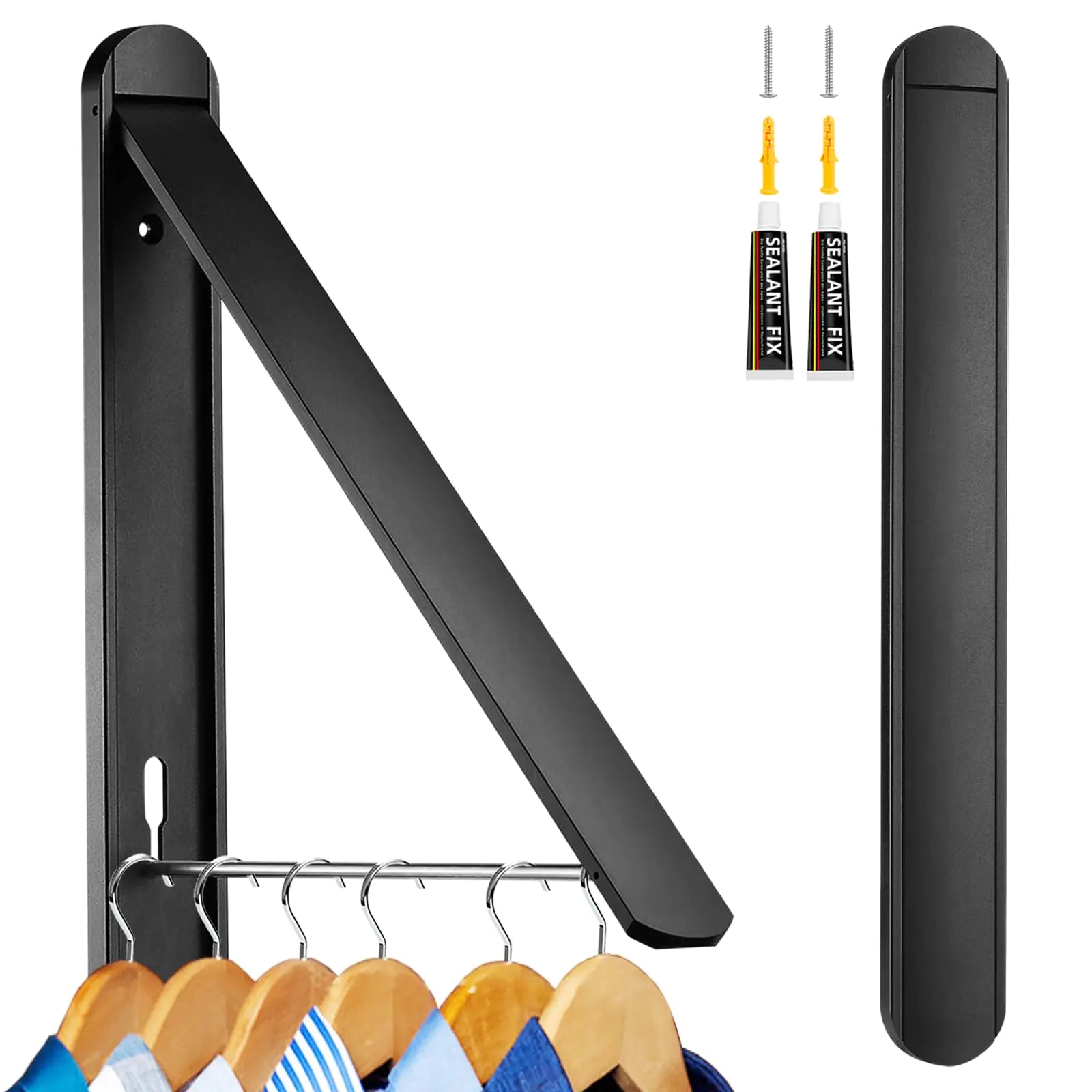 Kuaguan Folding Wall-Mounted Clothes Rack – Space-Saving Aluminum Drying Rail for Small Laundry Rooms